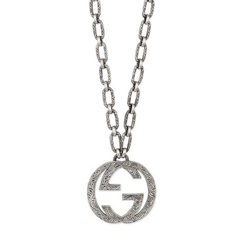 gucci interlocking g sterling silver flower link necklace|Gucci Link & Chain Necklaces .